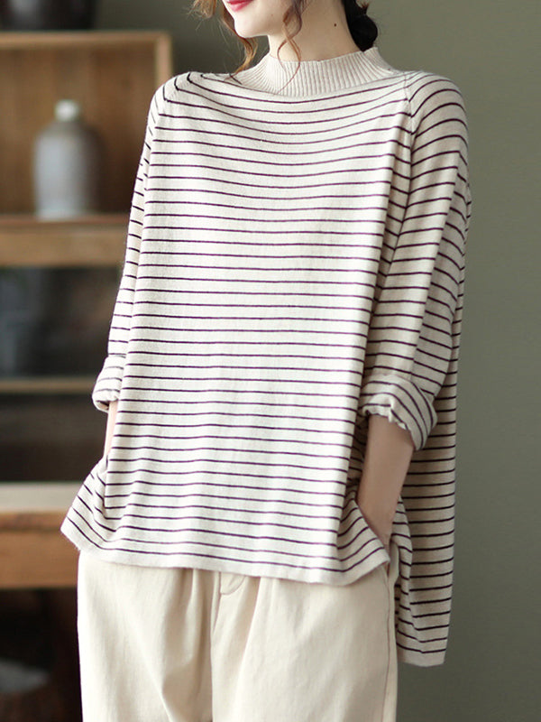 Striped Half Neck Sweater