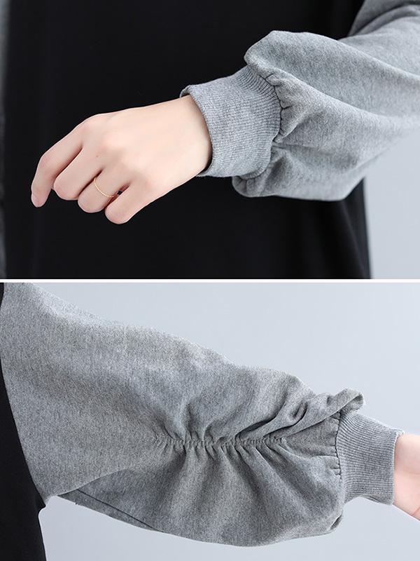 Loose Contrast Color False Two Sweatshirt
