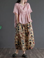 Original Elasticity Waist Floral Skirt