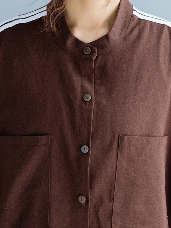 Loose Strip Cropped Shirt