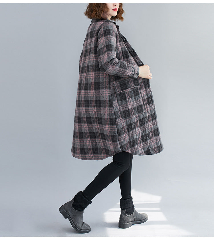 Women Plaid Lapel Casual Jacket