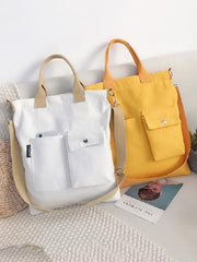 3 Colors With-pockets Canvas Handbag