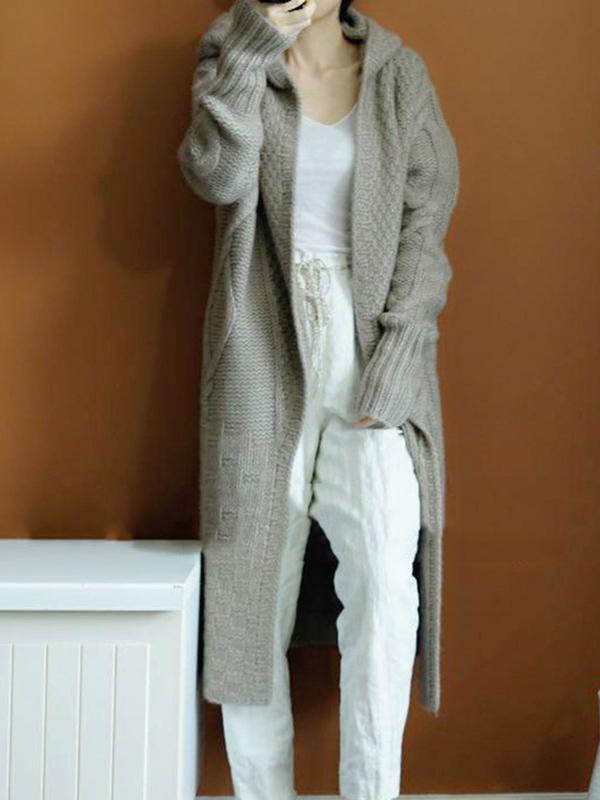 Casual Twist Wool Knitting Sweater Coat