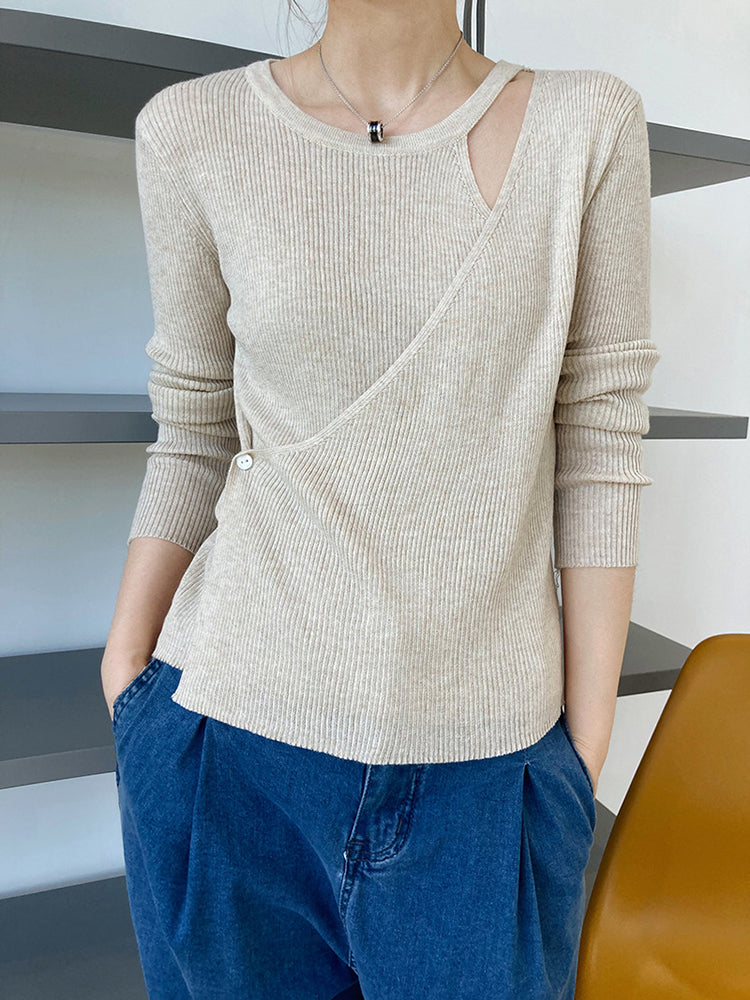 Hollow Strapless Halterneck Chic Knitted Sweatertop