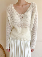 Women Pullover Hollow Knit Blouse