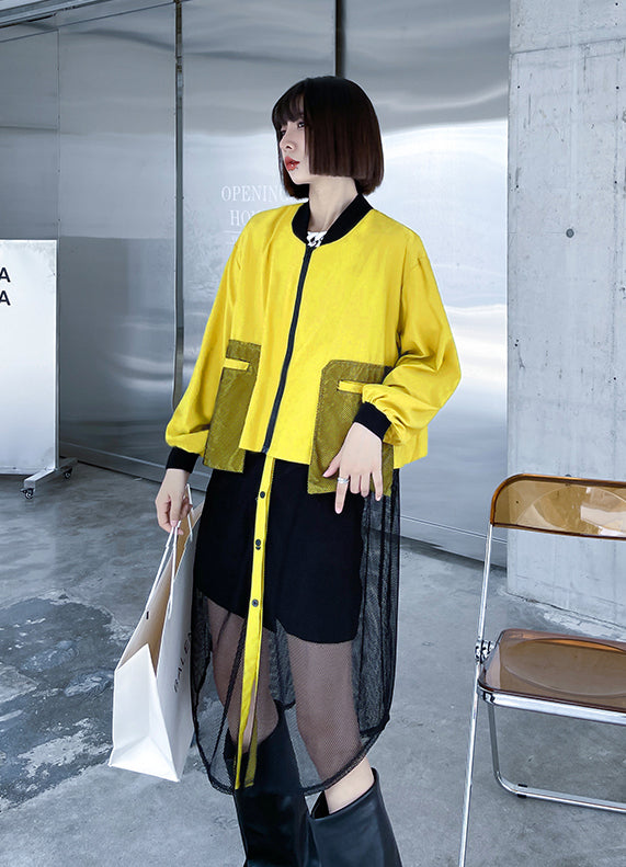 Long Sleeves Contrast Color Split-Joint Jacket