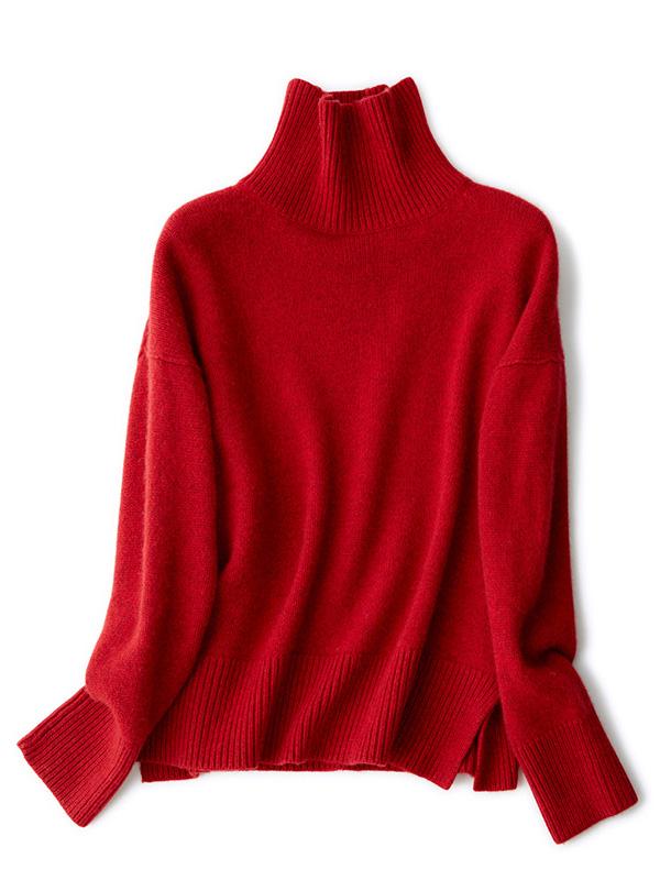 Solid Color Loose Turtleneck Sweater