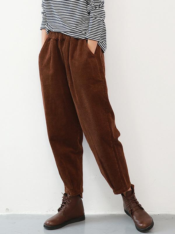 3 Colors Corduroy Pocket Harem Pants