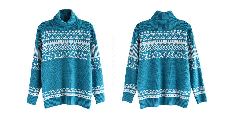 Vintage High Neck Crochet Knitted Sweater