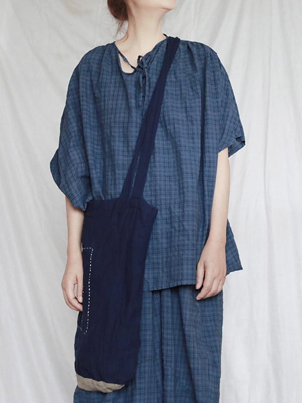 Loose Blue Plaid Comfortable Casual Wide-Leg Pants