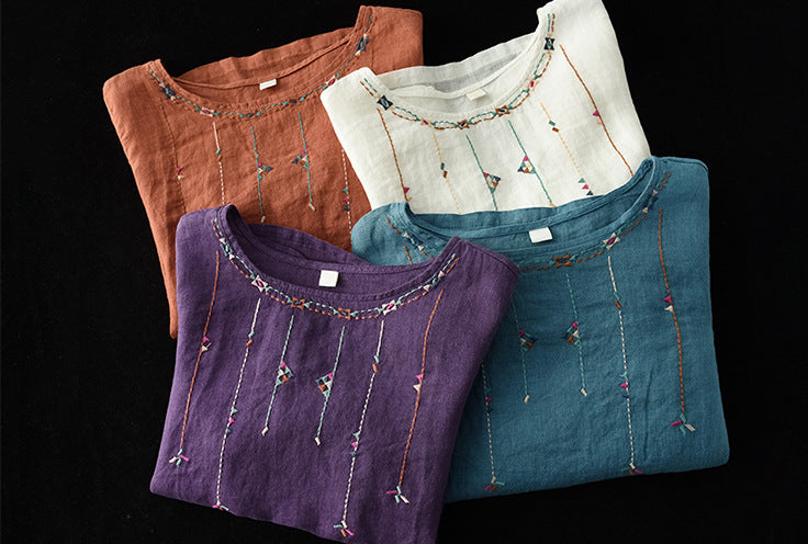 Retro Loose Embroidered T-Shirt