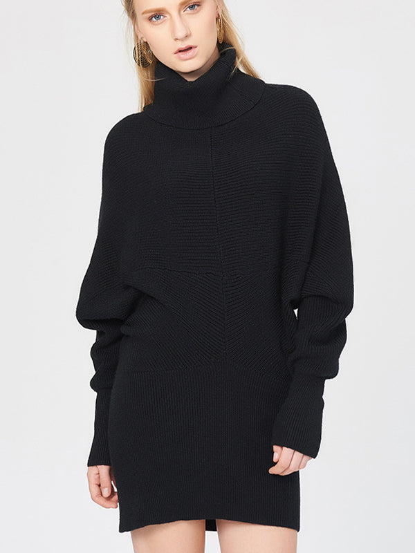 Loose Solid Color Knitted Turtleneck Sweater