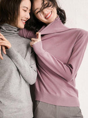 Solid Color High Collar Knitting Sweater