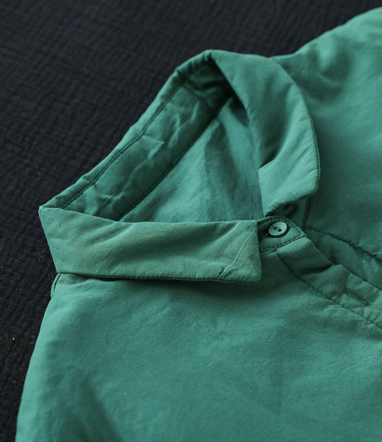 Retro Solid Color Lapel Collar Cotton Shirt