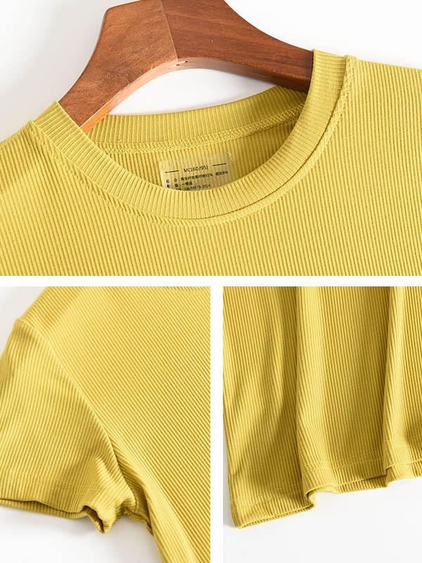 Solid Color Round Neck T-Shirt