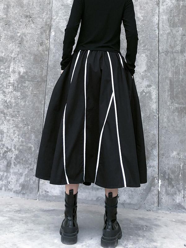 Vintage A-Line High-Waist Striped Skirt