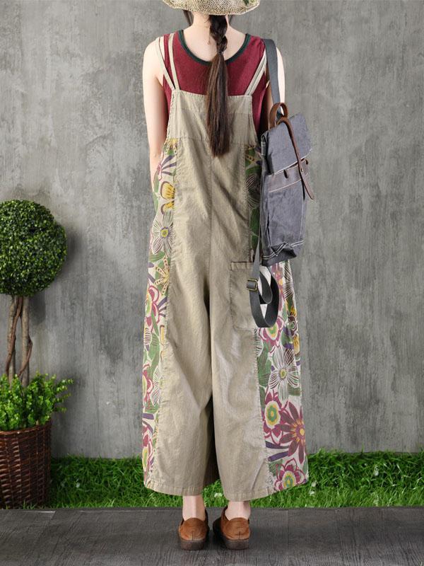 National Flower Cotton Jean Jumpsuit