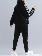 Two-Pieces Velvet Sports Hoodie And Pants Set