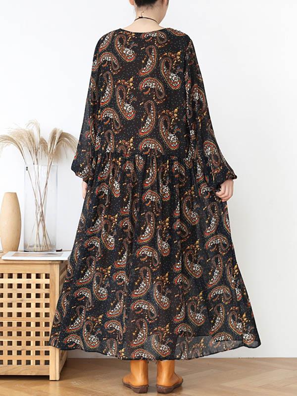 Loose Light Soft Holiday Floral Long Dress