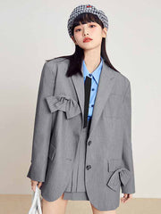 Solid Loose Long Sleeve Suit Outwear