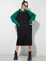 Urban Loose Color-Block Knitted Midi Dress