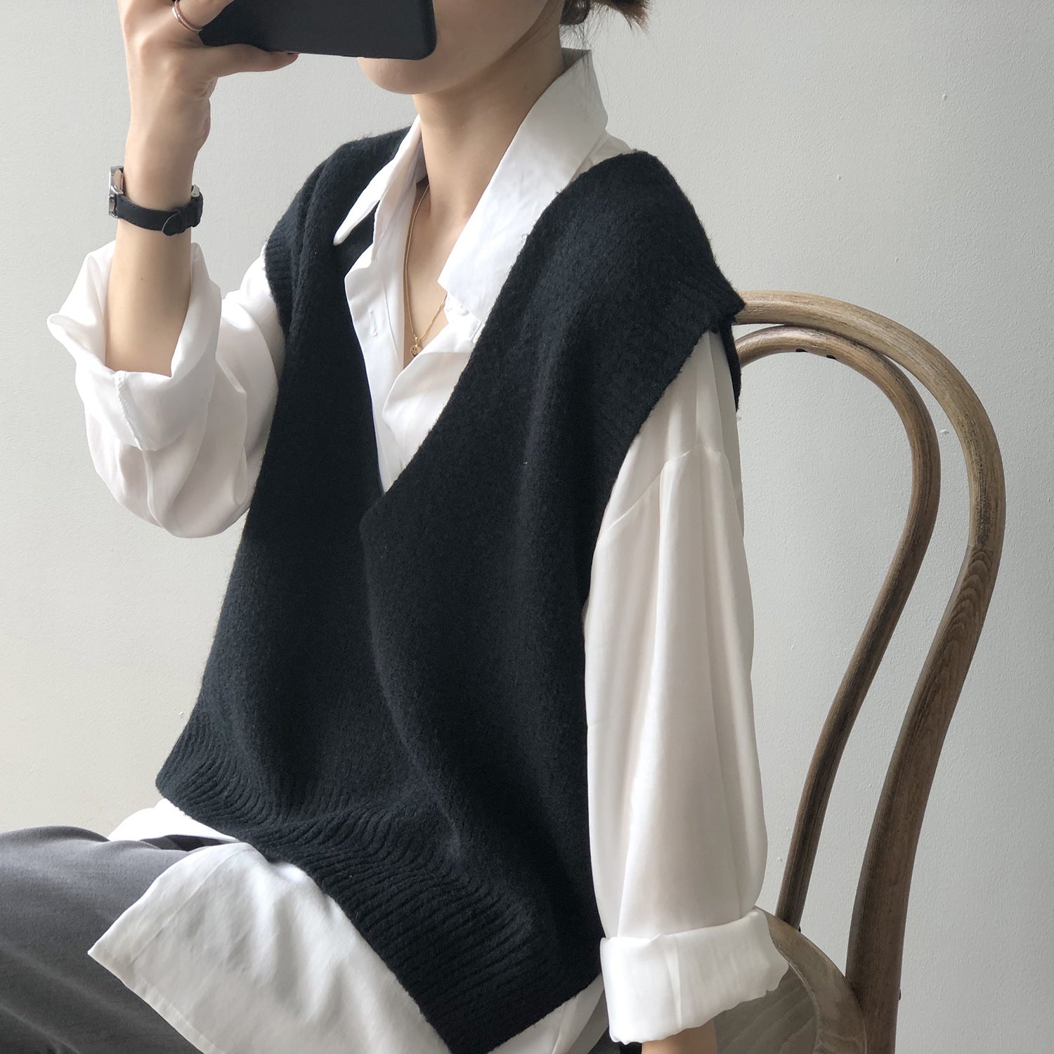 Casual V-Neck Solid Color Waistcoat