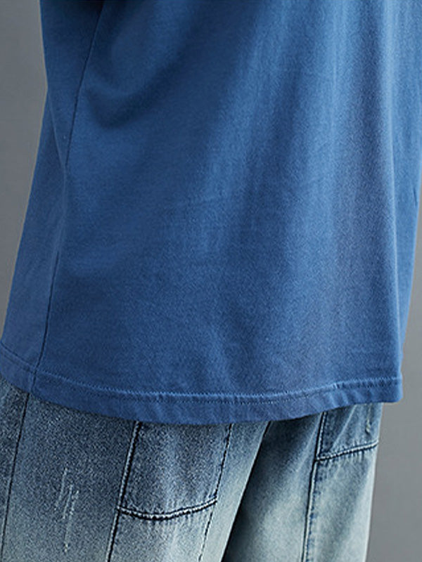 Loose Slim Pocket Patch Embroidered Casual T-Shirt
