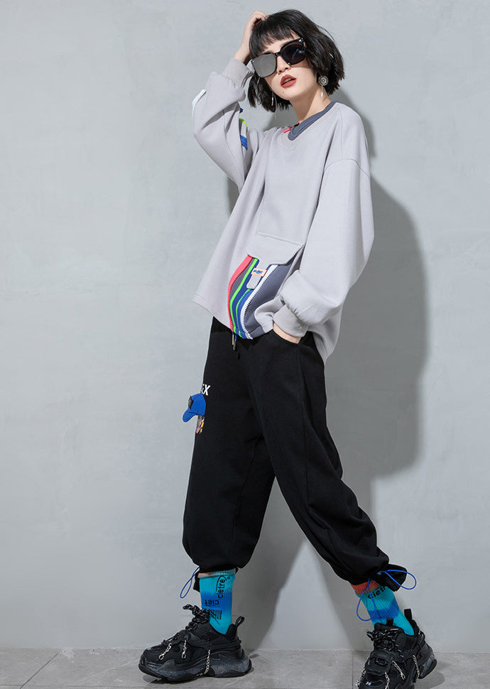 Women's Stitching Printed Long Sleeve Sweatshirt