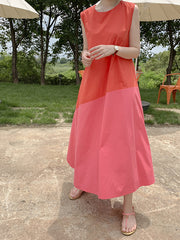 Vest Color-Blck Summer Solid Maxi Dress