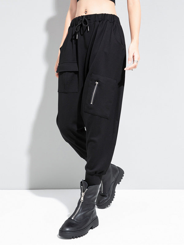 Minimalist Solid Elasticity Harem Pants