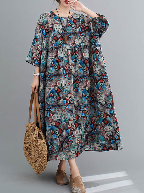 Original Printed Round-Neck Dress