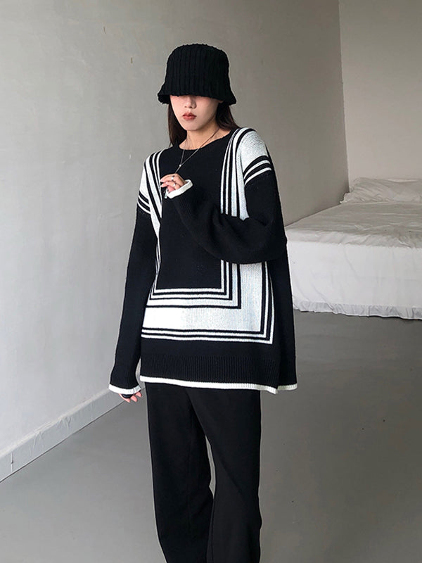 Casual Simple Geometric Pattern Sweater