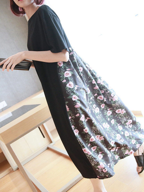 Original Floral Round-Neck Dress