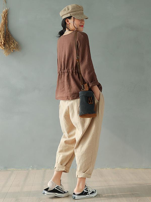 Vintage Solid Loose Splicing Harem Pants