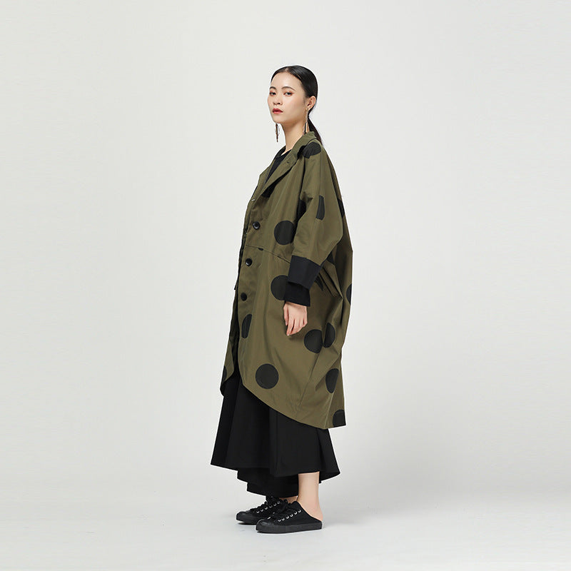 Retro Polka Dot Cloak Irregular Outwear