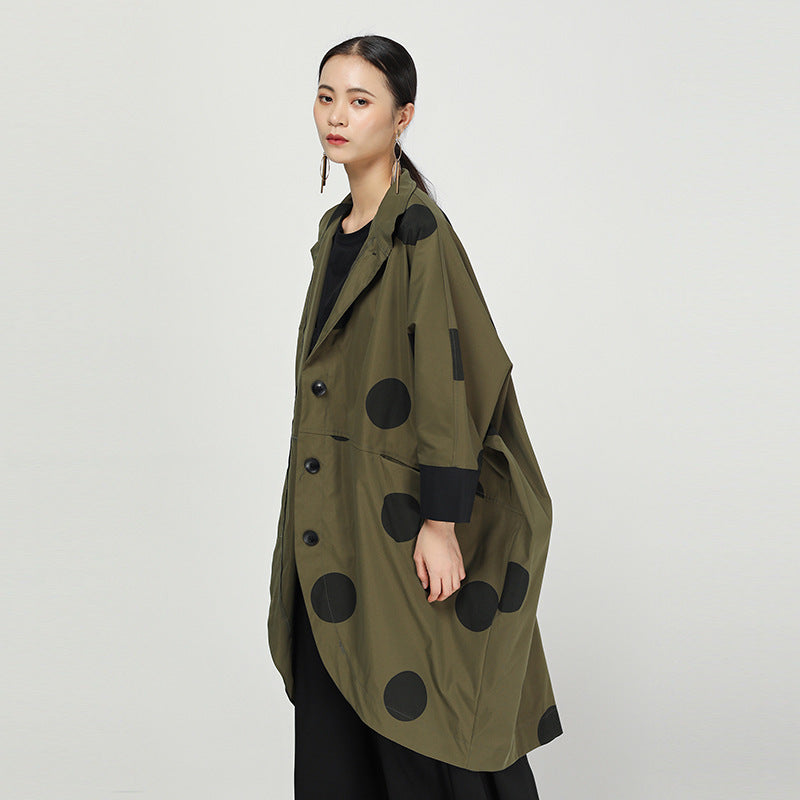 Retro Polka Dot Cloak Irregular Outwear