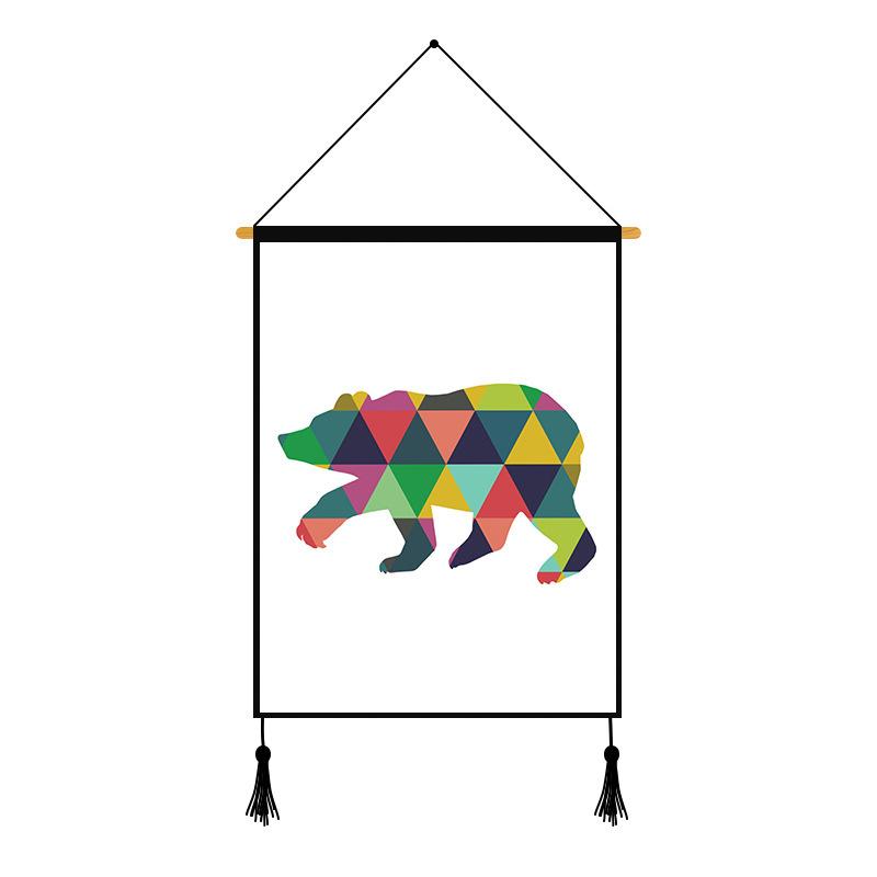 Polar Bear Gradient Deer Geometric Printed Wall Hanging Decoration