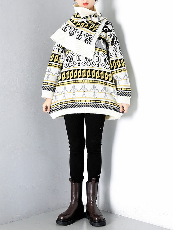 Women Pullover Print Stretch Sweater