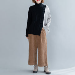 Turtleneck Simple Contrast Color Knit Sweater