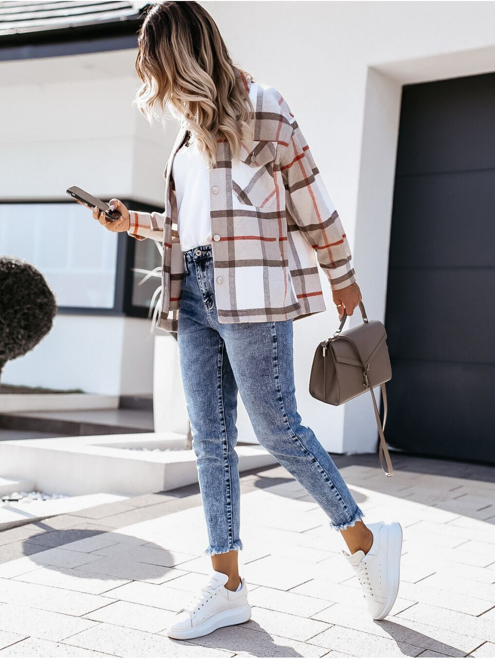 Casual Plaid Long Sleeve Lapel Shirt