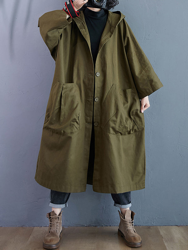 Women Casual Loose Hooded Coat