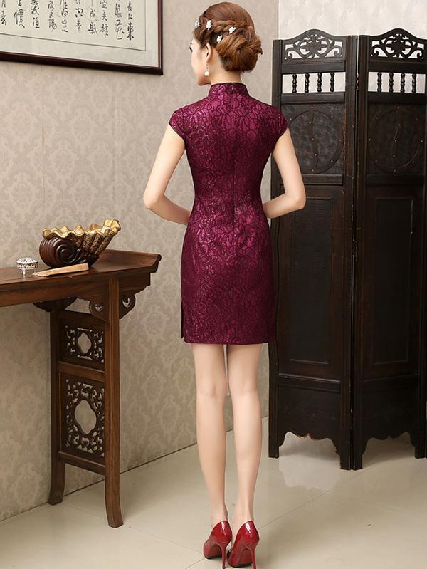 Lace Elegant Short Slim Cheongsam Dress