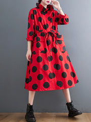 Loose Polka Dot Print Mid-Length Coat