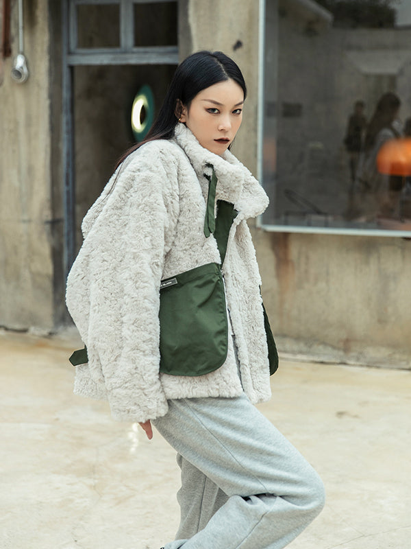 Simple Loose Color-Block Thicken Outwear