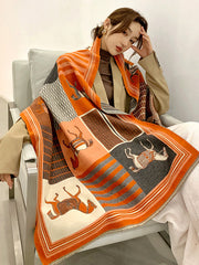 Imitated Cashmere Printed Long Warm Scarf