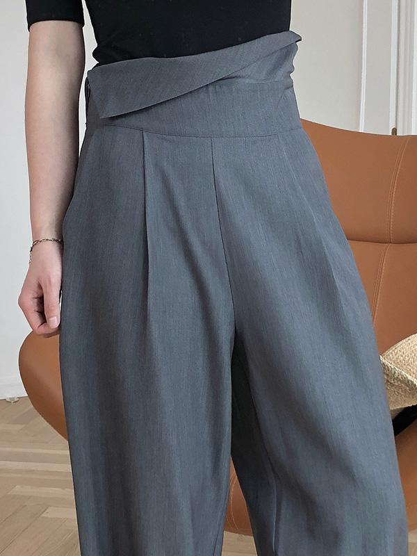 Solid Color Loose Empire Wide Leg Pants