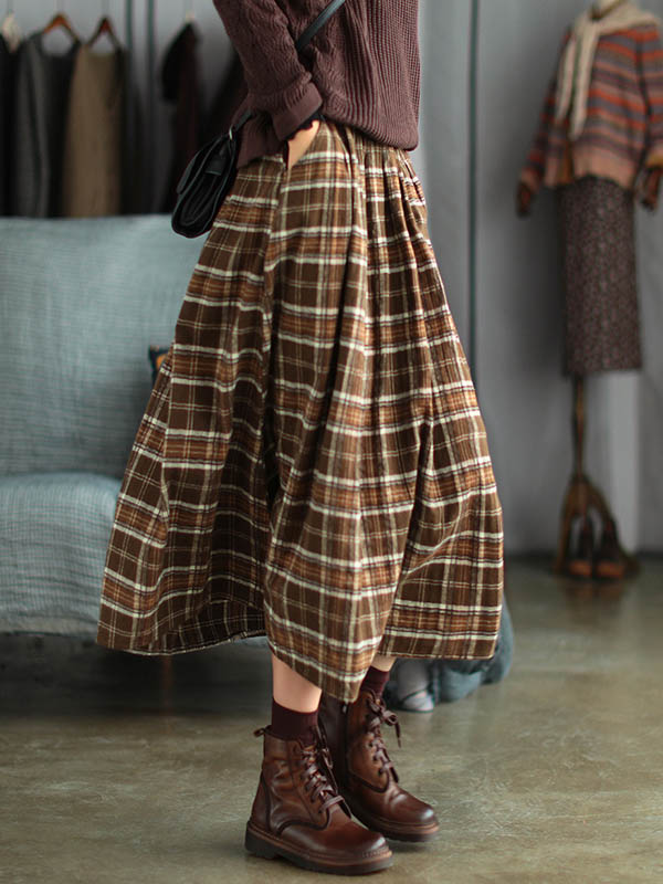 Artistic Retro Plaid A-Line Skirt