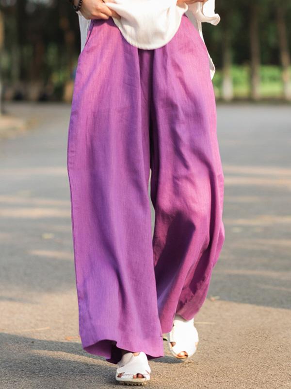 Vintage Linen Drape Wide Leg Pants