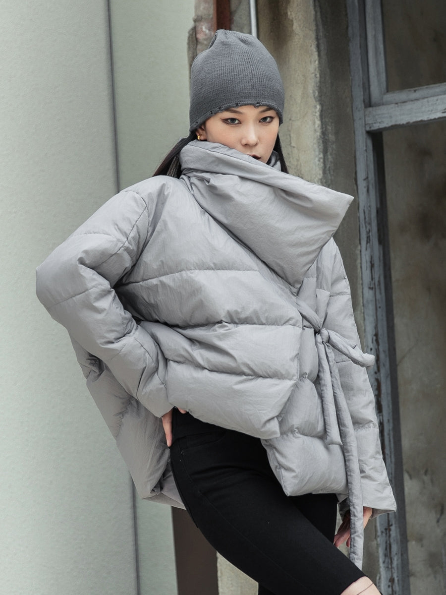 Simple  Solid Color High-Neck Down Jacket