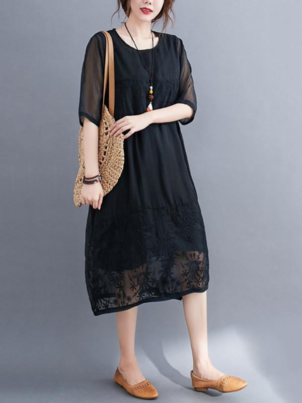 Original Split-Joint Hollow Lace Dress